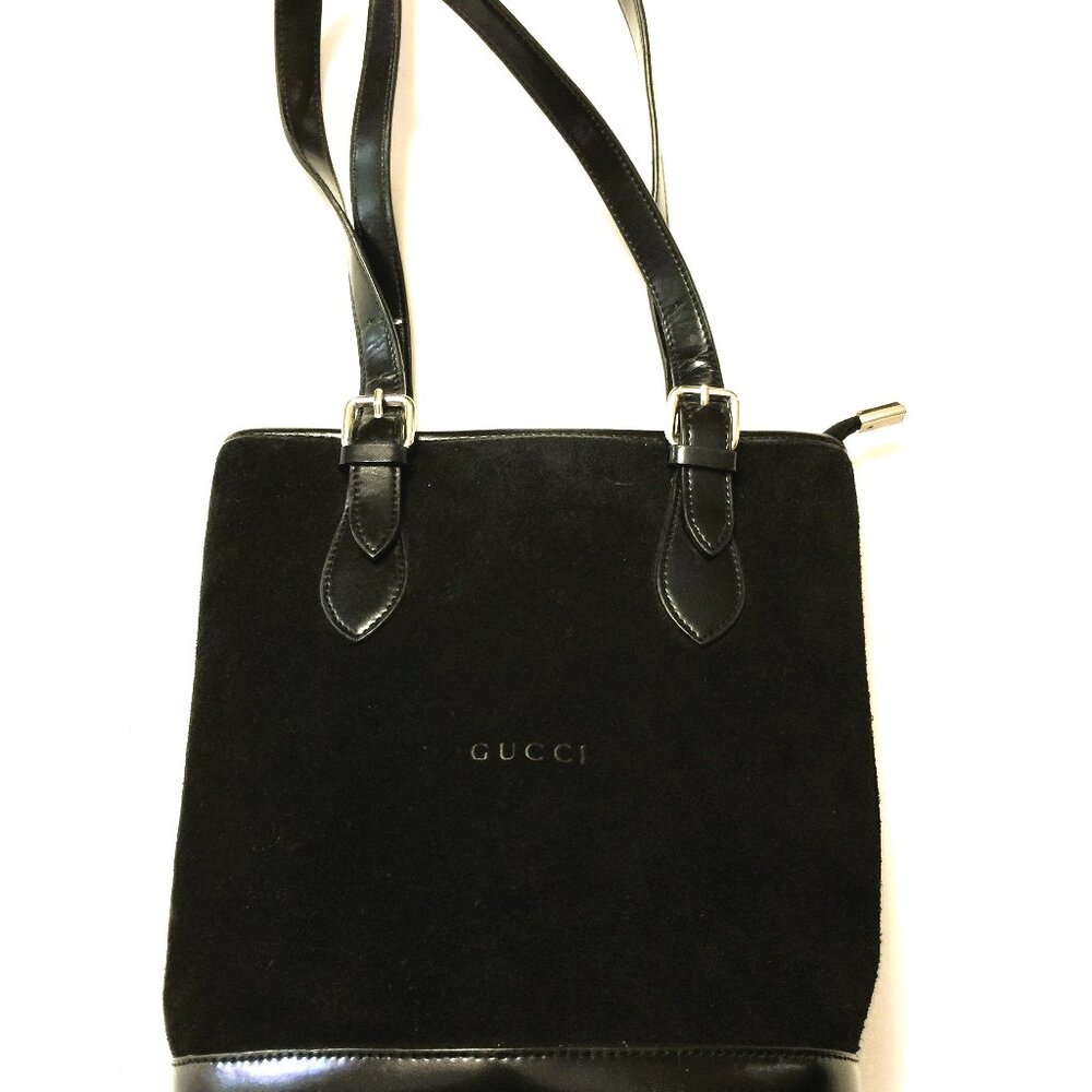 GUCCI STYLE BLACK SUEDE BUCKETBAG